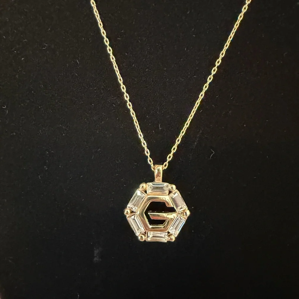 Givenchy with Baguette Crystal G Gold Necklace